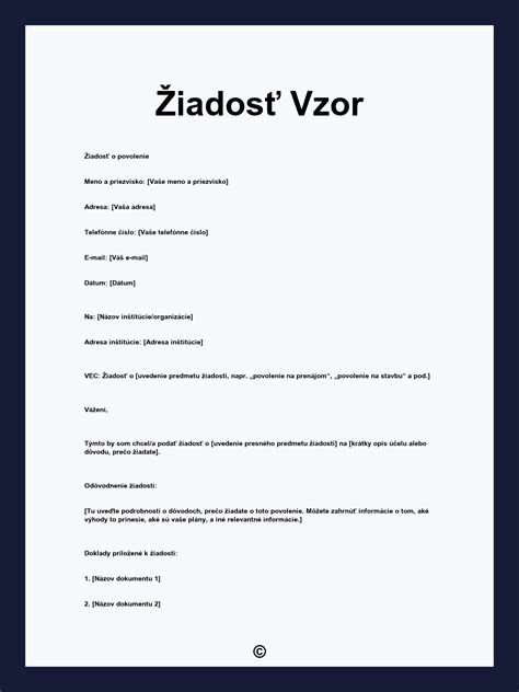 Zobrazenie ukážky vzoru žiadosti