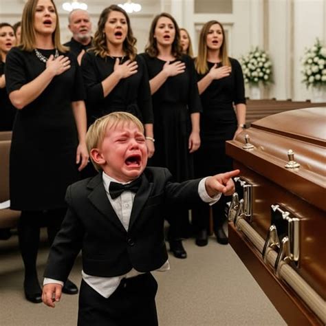 Dieťa v tmavom oblečení na pohrebe