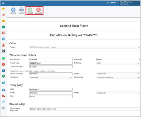 Schéma zobrazujúca proces registrácie rodičovského konta v EduPage