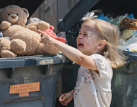 Ilustrácia dievčaťa nachádzajúceho sa v odpadkovom koši.