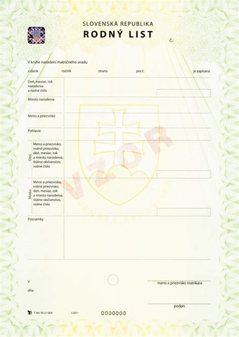 Dokument rodný list dieťaťa