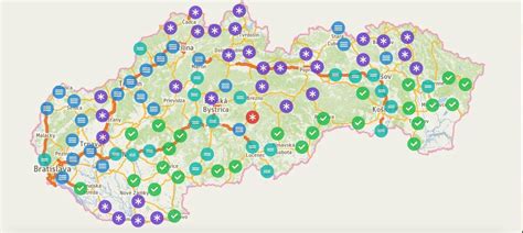 Mapa ukazujúca rôzne typy škôl