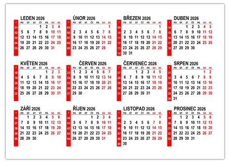 Ilustrácia kalendára s vyznačenými striedavými týždňami