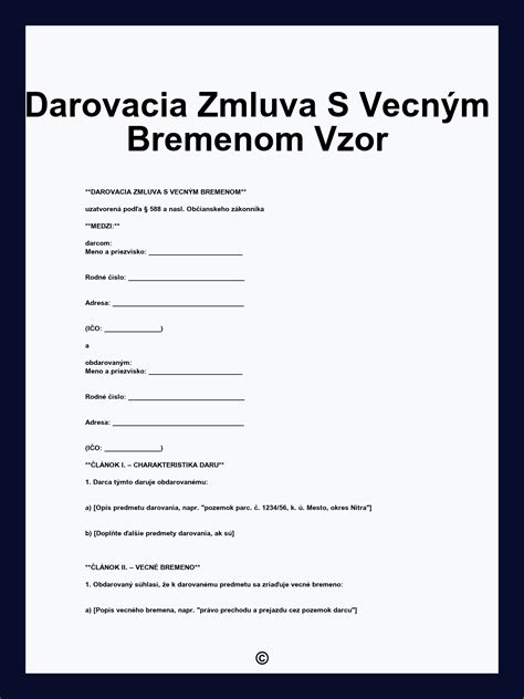 Darovacia zmluva s vecným bremenom