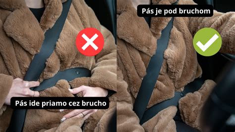 Schéma správneho a nesprávneho umiestnenia bezpečnostného pásu dieťaťa