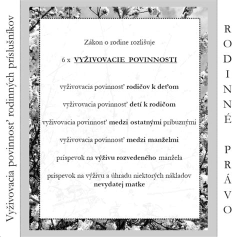 Štruktúra zákona o rodine a vyživovacej povinnosti