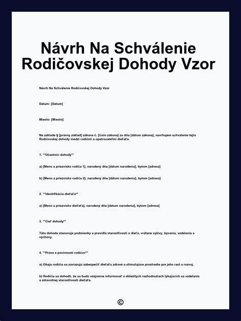 Šablóna rodičovskej dohody