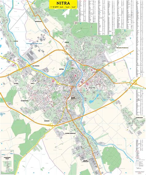 Mapa Nitry s vyznačenou oblasťou Zobor