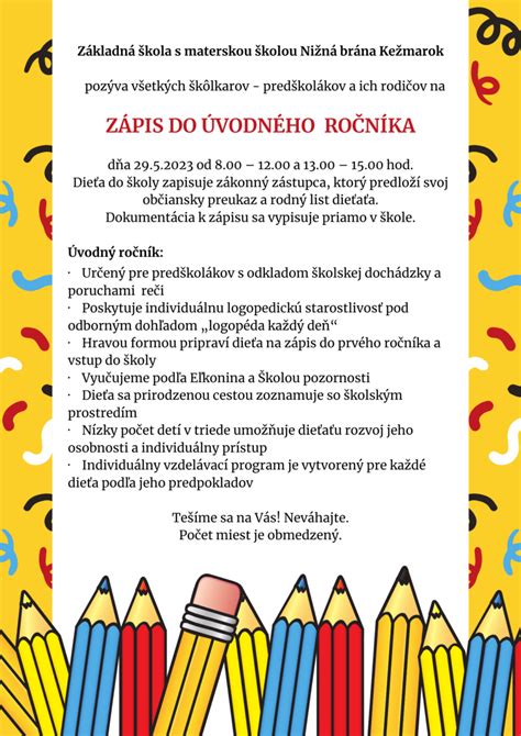 Infografika s časovou osou zápisu do prvého ročníka