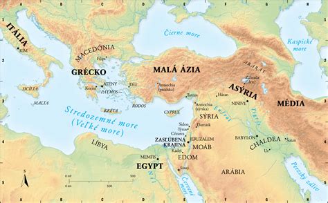 Mapa biblických miest spomenutých v texte