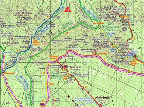 Mapa Jizerských hor s vyznačením priehrady Desná