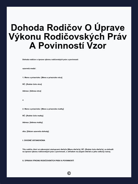 Schéma práv a povinností rodičov voči maloletému dieťaťu