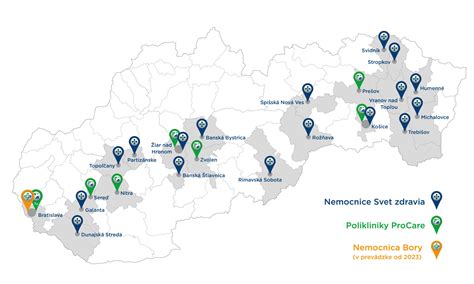 Mapa s vyznačením Nemocnice Svet zdravia Galanta