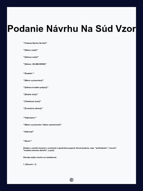 Schéma postupu podania návrhu na súd