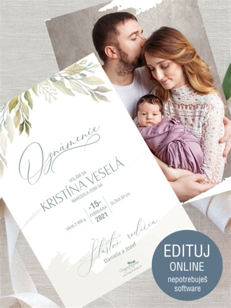 Oznámenie o narodení dieťaťa s fotografiou