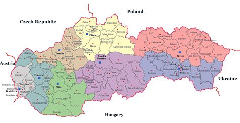 Mapa s vyznačenými pôrodnicami na Slovensku