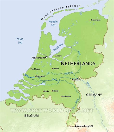 Mapa Holandska s vyznačením Rotterdamu a Zwolle
