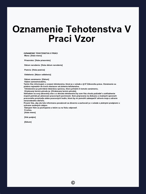 Ilustrácia písomného oznámenia tehotenstva zamestnávateľovi
