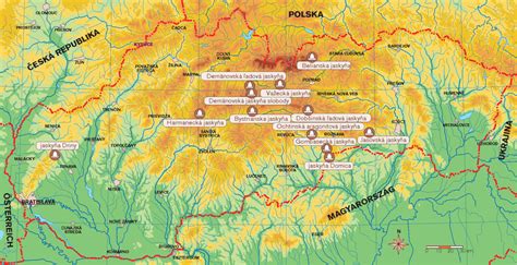 Mapa Slovenského krasu s vyznačeným vrškom Drieňovec