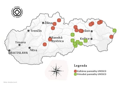 Mapa UNESCO pamiatok na Slovensku
