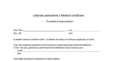 lekárske potvrdenie
