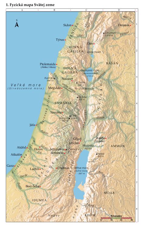 Mapa Svätej zeme s vyznačeným Betlehemom