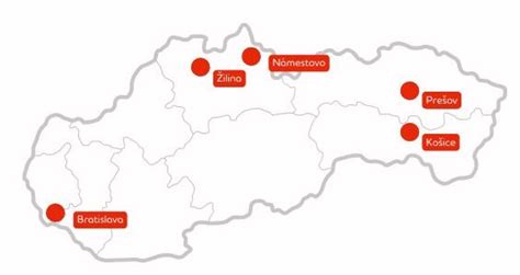 Mapa pobočiek Union poisťovne na Slovensku
