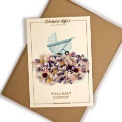 ručne zdobená kvetinová pohľadnica k narodeniu dieťaťa