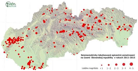 Mapa epicentra zemetrasenia na Slovensku