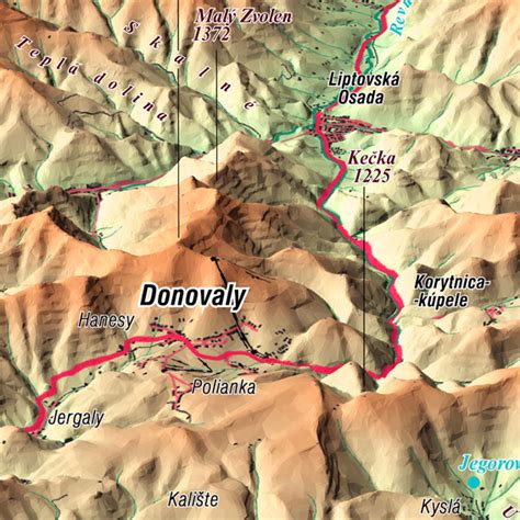 Mapa Slovenska s vyznačenou oblasťou Liptovskej Mary