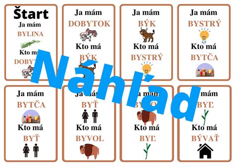 Ilustrácia kartičiek hry Mám to!