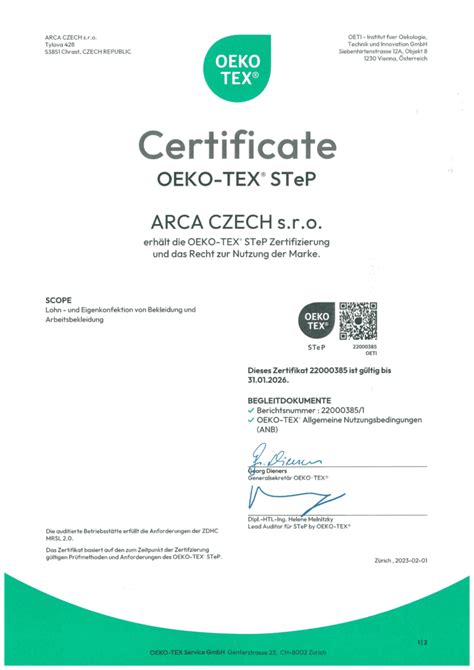 Certifikát Oeko-Tex