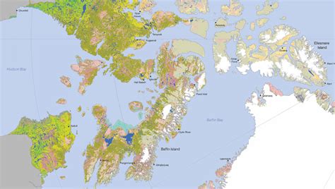 Mapa Arktídy s vyznačenými oblasťami obývanými Inuitmi
