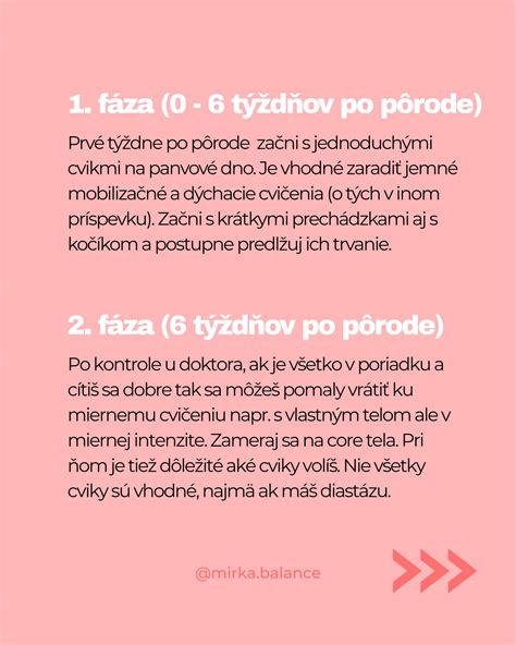 infografika s odporúčanými cvikmi po pôrode