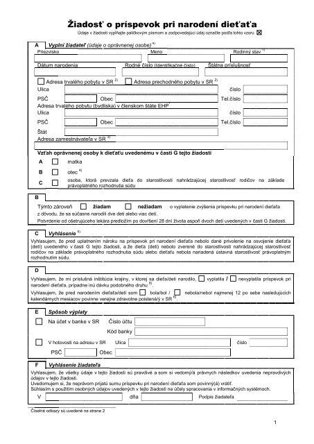 príspevok pri narodení dieťaťa