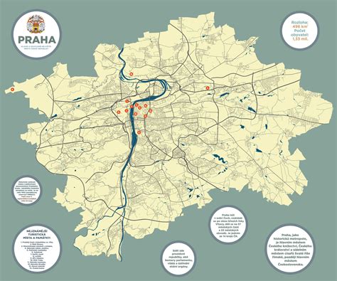 Mapa Prahy s vyznačenou Zbraslaví