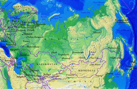 Mapa Ruska so zameraním na Sibír