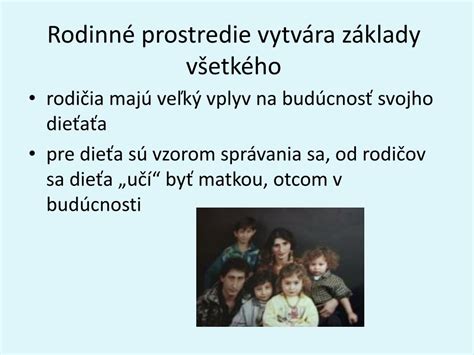 Rodinné prostredie a jeho vplyv na dieťa