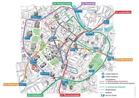 Mapa Viedne s vyznačenými nákupnými centrami