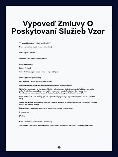 Ukážka zmluvy o poskytovaní starostlivosti