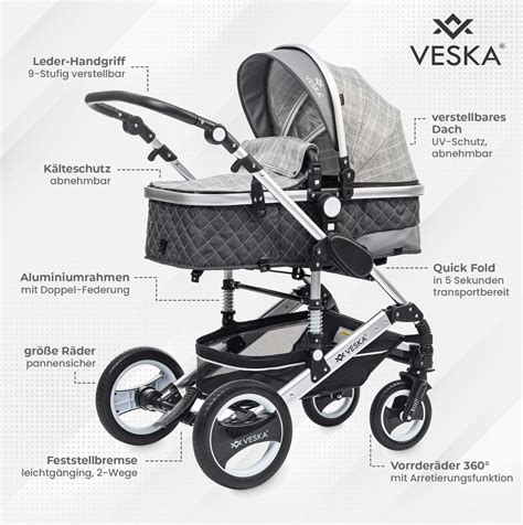 Ilustrácia detského kočíka s bezpečnostnými prvkami