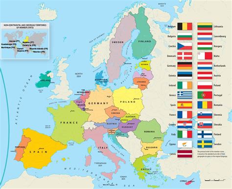 Mapa Európskej únie s vyznačenými členskými štátmi