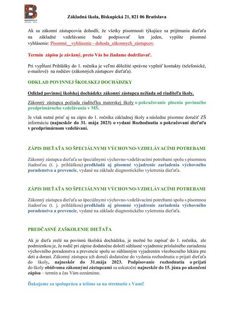 Infografika s kľúčovými dátumami zápisu do prvého ročníka