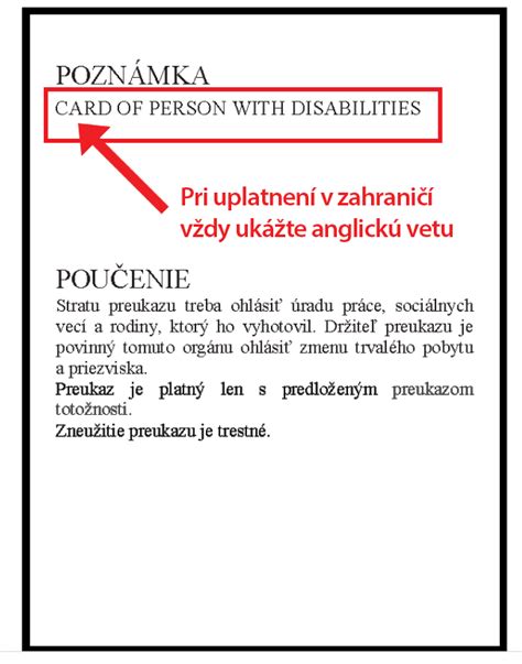Ukážka preukazu osoby s ťažkým zdravotným postihnutím