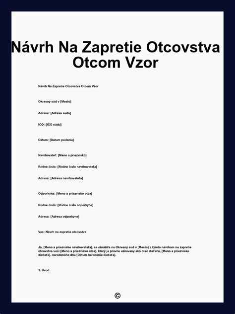 Schéma časových lehôt pre zapretie otcovstva