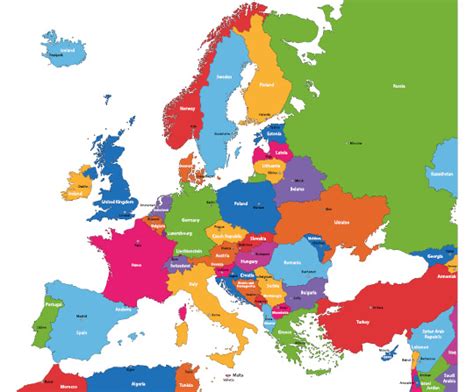 Mapa Európy s vyznačením SR