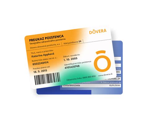 Ilustrácia mobilnej aplikácie Dôvera s preukazom poistenca
