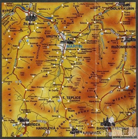 Mapa Stredoslovenského regiónu