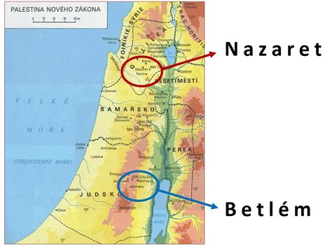 Mapa Nazareta a Betlehema