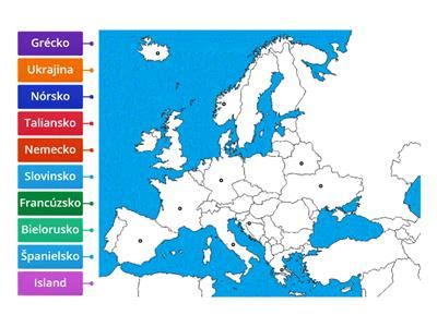 Mapa tela s označenými oblasťami